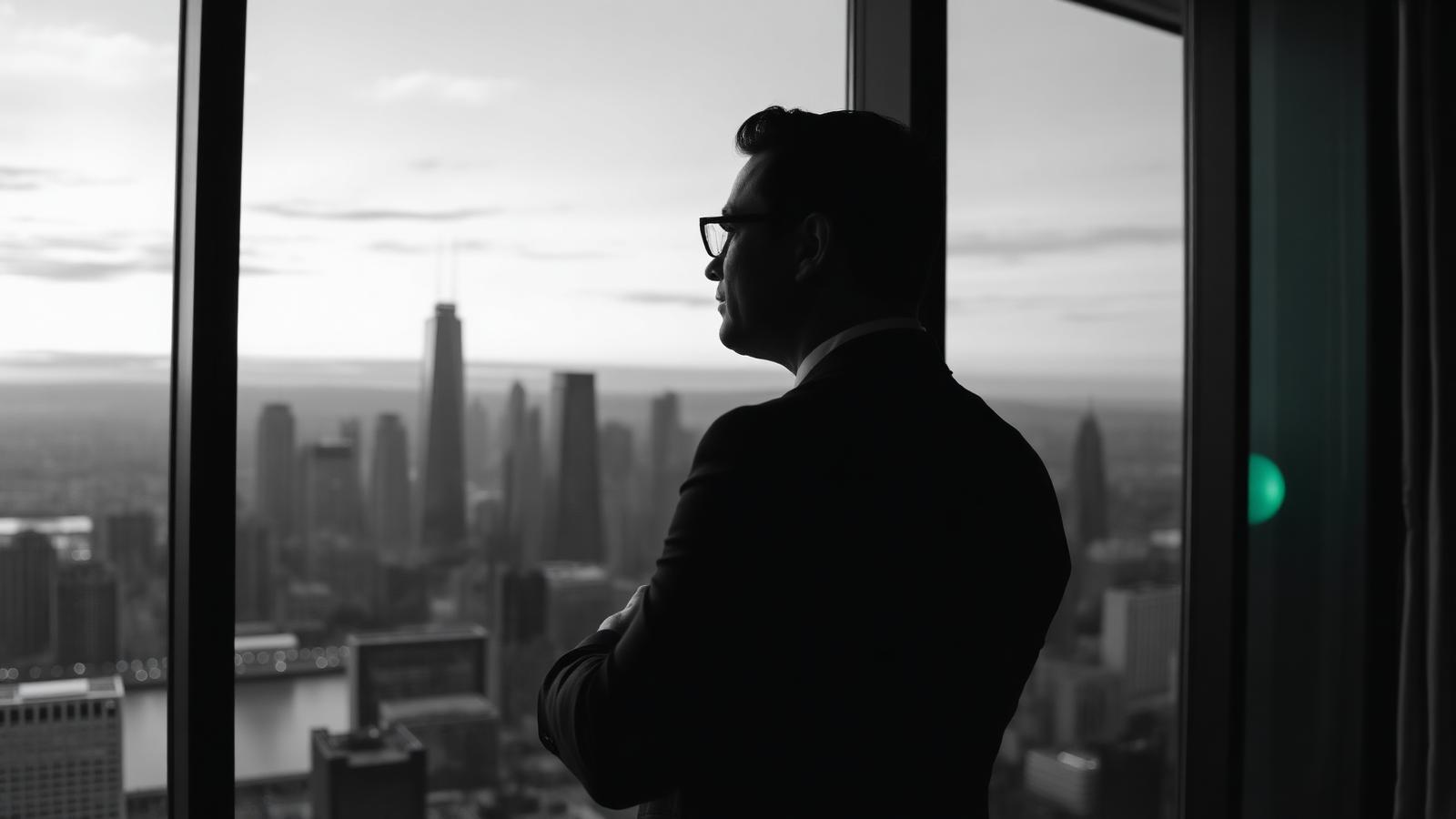 Executive overlooking the city