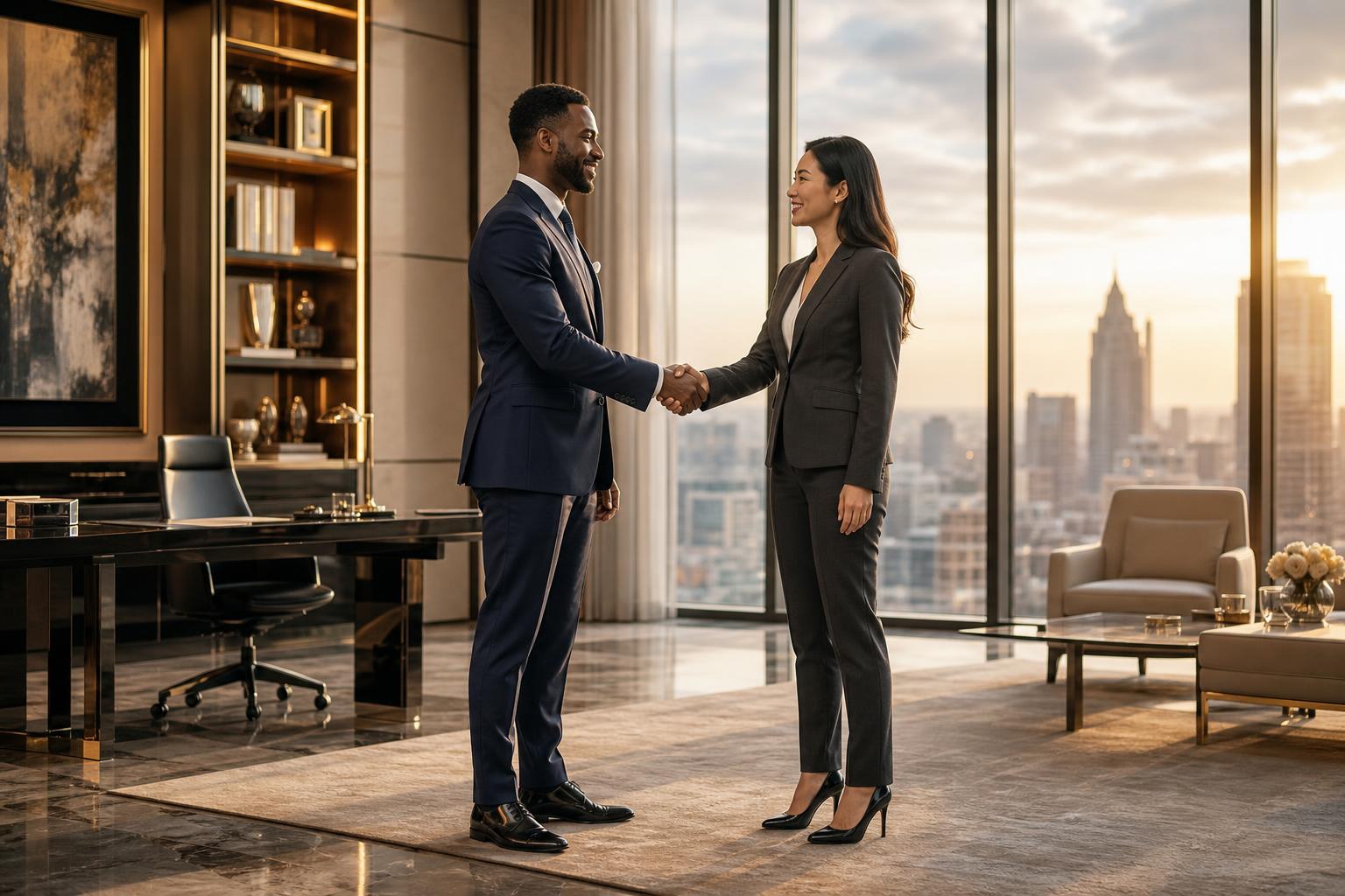 Two executives shaking hands