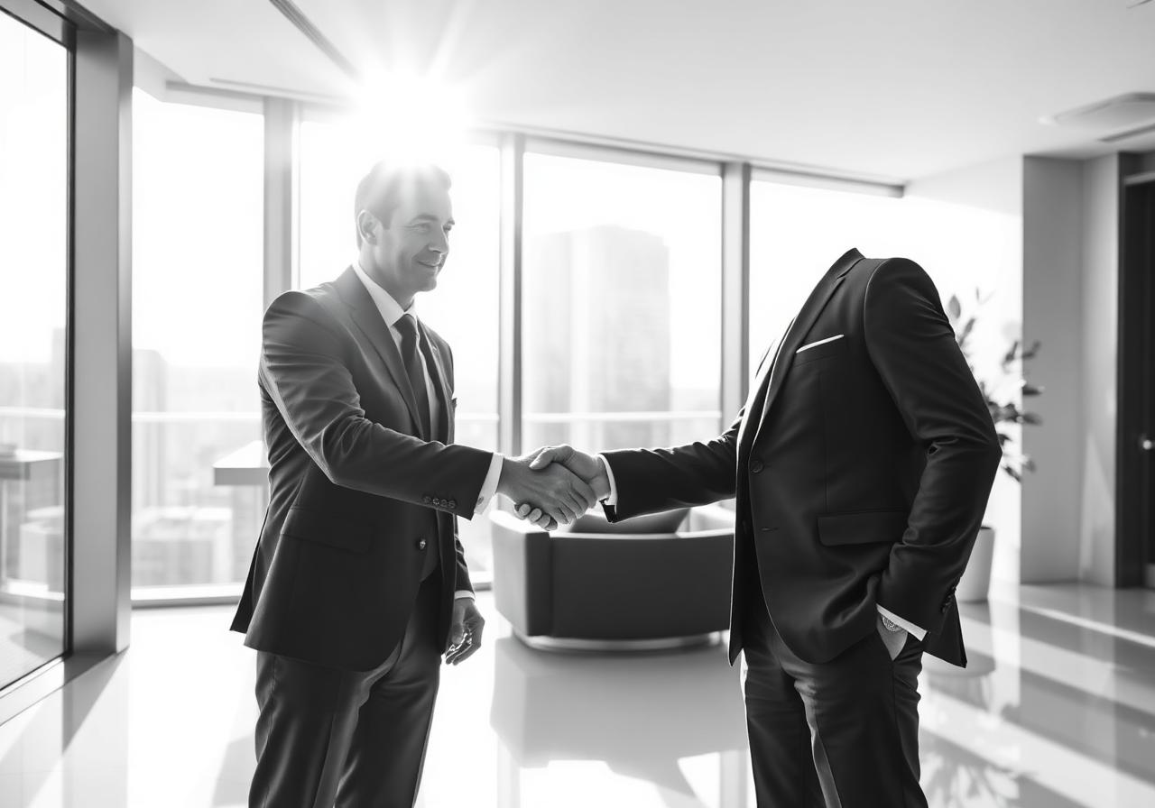 Two executives shaking hands